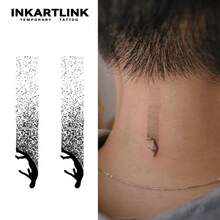 INKARTLINK 1PC Falling Human Silhouette Dotted Tattoo Sticker, Temporary Waterproof Body Art Tattoo Sticker, Lasts 2-5 Days, Water Transfer Color Tattoo Sticker, Suitable For Men And Women, Essential For People, Party Decoration, Holiday Celebration Body Decoration - Black - View 1