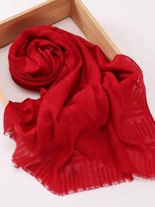 New Autumn/Winter Jacquard Plaid Solid Color Breathable Soft Oversized Headscarf Soft Hijab Shawls Scarf - Multicolor - View 5