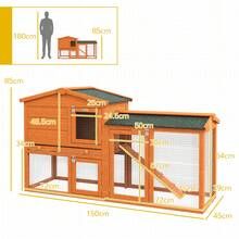 Rabbit Hutch 2 Levels Rabbit Hutch Made Of Fir Wood Winterproof Double-Decker House With Outdoor Enclosure Tub Ramp 150x45x85 Cm Rabbit Cage Outdoor Small Animal Hutch For Rabbits Guinea Pigs Orange, 150 X 45 X 85 Cm - Orange - View 4