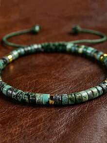 Exquisite African Turquoise Bracelet | Spiritual Crystal Bracelet | Suitable For Both Men And Women | Perfect For Everyday Wear And As A Gift. - Green - View 3