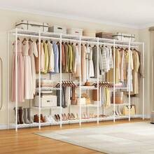 ONBRILL 1Pc Industrial Metal Freestanding Closet System Storage Shelves & Hanging Rods 122.04 Inches Wide 1650LBS Weight Capacity Clothes Rack For Home Bedroom Storage Organization - White - View 3