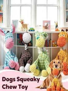 1pc Soft Fabric Squeaky Crinkle Plush Pet Chew Toy, Battery-Free Interactive Dog Training Toy, Durable Reinforced Chewing Accessory, Suitable For All Sizes Of Dogs With Strong Chewing Habits, Puppy Teething Supplies, Daily Companion Toy - Multicolor - View 9