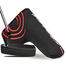 1 Buah Sarung Kepala Putter Golf Blade, Sarung Pelindung Putter Hitam dengan Bordir Lengkung Merah, Lapisan Dalam Lembut, Aksesori Golf - MultiWarna - View 6