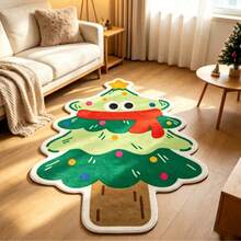 1pc Christmas Big Eye Christmas Tree Shaped Floor Mat, Decorative Carpet, Floor Mat, Carpet, Living Room Carpet, Bedroom Carpet, Christmas Carpet - Multicolor - View 4