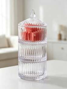 3‑Tier/1-Tier Stackable Glass Candy Jar, Decorative Storage Canister With Lid, Decorative Jar,Kitchen Organizer,Multi‑Layer Divided Snack Container For Sweets Nuts Cookie Home Kitchen Countertop,Two Color Options - Clear - View 8