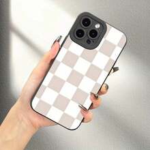 Phone Case: Full Screen Grid White Black Angel Eye Phone Case Protective Case Suitable For IPhone 11 12 13 14 15 16 Pro Max Plus X Xr Xs Xsmax 7 8 Plus Models With Precise Hole Position Shock-Absorbing Soft Shell Protection - 黑色 - 查看 5