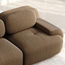Modular Chaise Lounge Brown Made Of Corduroy For Living Room And Relaxation Area - 棕色雙人座 - 查看 8