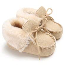 Winter 0-1 Years Old Baby Boys & Girls Warm Comfortable Solid Color Toddler Ankle Boots - Apricot - View 2