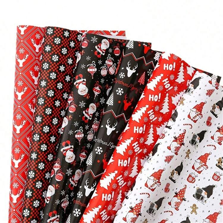 34/68/106pcs Christmas Wrapping Paper, Black-Themed Christmas Wrapping Paper, Suitable For Wrapping And Decorating Holiday Gifts, Ideal For Christmas Presents, Includes Christmas Stickers - C - View 9