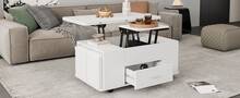Coffee Table With Storage Adjustable White Made Of Wood For Living Room - White - View 7