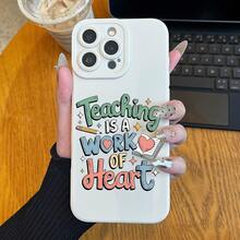 Premium Angel Eyes Phone Case With Teaching Is A Work Of Heart Pattern Cartoon Animation UV Printing Phone Cover 360 Degree Full Protection For IPhone 17 11 12 13 14 15 16 Pro Max Plus Mini For Smartphone Best Gift Lightweight And Comfortable Touch - 古董白 - 查看 6