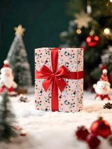 1 Roll Of Christmas Gift Wrapping Paper Featuring A Christmas Zebra Pattern;Perfect For Christmas Gift Wrapping,Holiday Party Decor,Home Festive Decoration,DIY Craft,Festive Favour Wrapping Dimensions: 43 Cm X 300 Cm. - A - View 6
