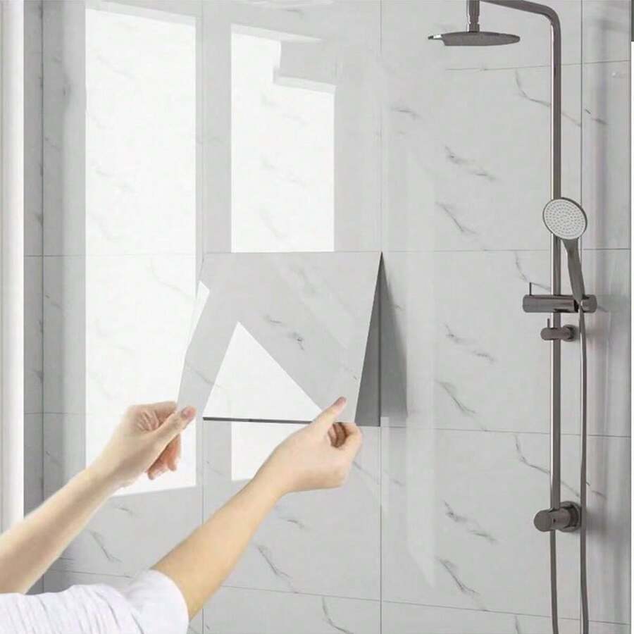 10pcs Marble Pattern Wall Panels, Self-Adhesive Splashback, Marble Texture Tiles, Suitable For: Kitchen, Bathroom, Living Room, Bedroom, Fireplace, Shower Room Tiles - A - View 1