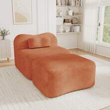 Sofa Orange Made Of Velvet For Living Room And Lounge - 橘色 1 人座 - 查看 3