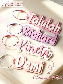 Customized Name Keychain Personalized Acrylic Name Tag Graduation Gift Souvenir Academic Style Text Nameplate Backpack Insulated Cup Water Bottle Lunch Box Accessory Gym Bag Luggage Tag Pendant Couple Style Customized Luggage Tag - Multicolor - View 5