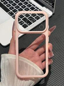 1pc Minimalist Cute Contrast Color Soft Edge Shockproof Phone Case, Dual-Color Injection Molded Transparent Acrylic Material, Raised Lens Anti-Drop/Anti-Scratch Camera Protection, Compatible With IPhone 17 Pro Max/13/13 Pro/13 Pro Max/14/14 Pro/14 Pro Max/14 Plus/12/15 Pro/15 Pro Max/16/16 Pro Max/16 Pro/16 Plus/17/Air/ 11/ 18 Pro Max/18 Pro, Cute Apple Smartphone Protective Shell, Perfect For Girls - Pink - View 7