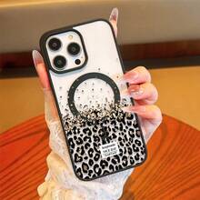 1pc Leopard Print Personalized Pattern Full Coverage TPU Shockproof Phone Case Compatible With Apple 17 16 15 14 13 12 11 Pro Max And Series - Black - View 1