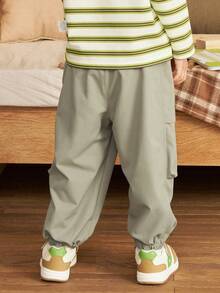 Balabala Kids Jogger Pants Colorful Casual Trousers Comfortable Drawstring Pants For Boys Girls Fall Wear - Dark Khaki - View 3