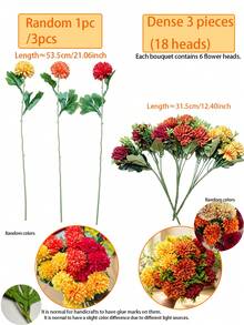 3/1 18heads Artificial Autumn Chrysanthemum Flowers, UV Resistant Realistic Non-Fading Fake Mums Marigolds Plant, Autumn Floral Arrangements For Outside, Garden, Yard Suitable For Vases, Table Centerpieces, Wedding Decor, Autumn Home Decor (Orange, Burnt Orange, Red) - Multicolor - View 8