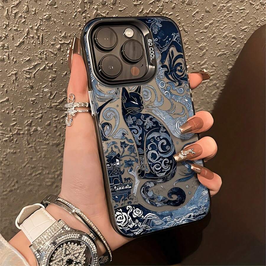 It Is Suitable For Apple Mobile Phone Case Laser Totem Cat - 透黑 - 查看 1