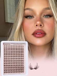 Brown Natural Thin False Eyelash Clusters, Anime Style False Eyelash Clusters, Spiky False Eyelash Extensions, C Curl Single False Eyelash Extensions, Spiky Single False Eyelash Extensions, 8-16mm Flat Base False Eyelash Clusters, Home DIY False Eyelash Extensions - D - View 2