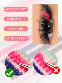 Rikuaild 160/320pcs D Curl Colorful False Eyelashes 60D Wet Look Makeup Party Dopamine Colorful Eyelashes 8 Colors Mixed Cartoon Eyelashes - D - View 6