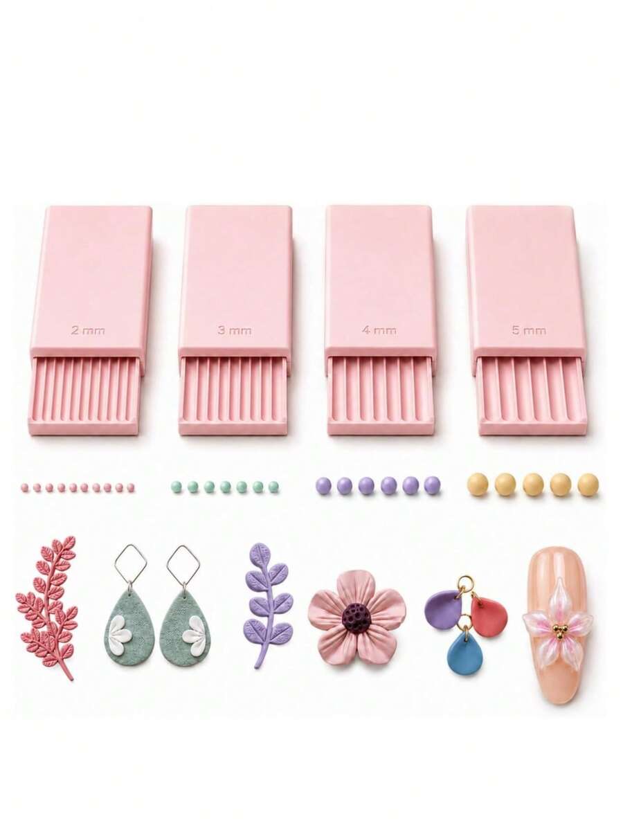 3D Print Clay Gel Ball Maker Tool, 3D Ball Maker For Nails, Polymer Clay Roller 2mm 3mm 4mm 5mm Sphere Shaper Roller Tool For Perfect Round Beads, Earrings & Jewelry Making(White/Pink/Grey) - A - View 1