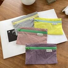 Multifunctional Fabric Storage Bag Student Stationery Pencil Case - Yellow - View 1