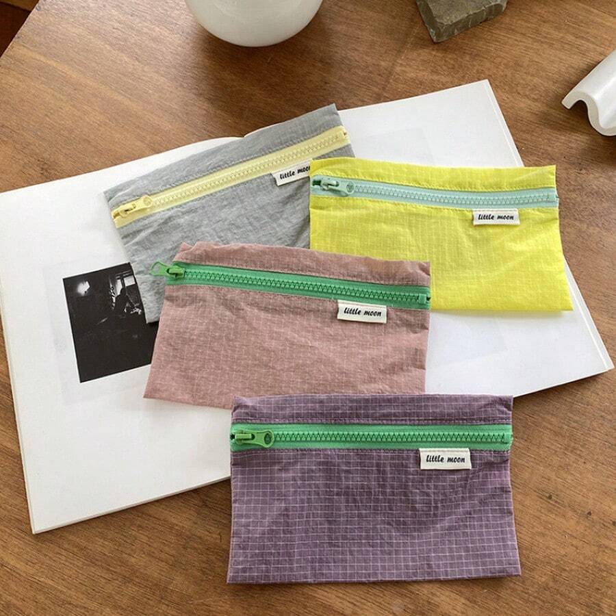Multifunctional Fabric Storage Bag Student Stationery Pencil Case - Yellow - View 1