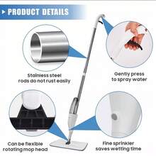 Spray Mop Microfibre Pad Floor Cleaning Mop For All Floor Types Bottle 2 Pads - Grey - View 9