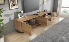 Tv Stand With Storage Brown Made Of Wood For Living Room And Media Area - 棕色 - 查看 8