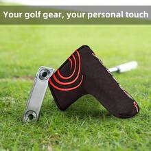 1 Buah Sarung Kepala Putter Golf Blade, Sarung Pelindung Putter Hitam dengan Bordir Lengkung Merah, Lapisan Dalam Lembut, Aksesori Golf - MultiWarna - View 7