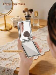 1pc Leopard Print Portable Makeup Mirror - Heart/Round/Square - Foldable Double Pocket Mirror - Portable Travel Makeup Mirror - Leopard Print - Ideal Gift For Women - Multicolor - View 6