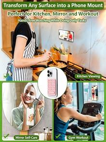 1 cái/2 cái giá đỡ điện thoại bằng silicone có cốc hút, keo dính chắc chắn chống trượt rảnh tay, nhiều màu, đồ dùng thiết yếu tựu trường, gắn tường cho phòng tắm nhà bếp du lịch, tương thích với iPhone và điện thoại Android - A - Xem 7