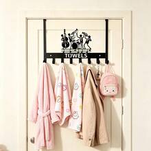 No-Drill Over-The-Door Hook, Band Character Iron Hollow Decorative Hook, 8-Hook Large Capacity Door Back Storage Rack, Bathroom Towel Clothing Key Bag Storage Rack, Bedroom Entryway Door Universal Hanging Hook, Perfect Gift Choice - View 3