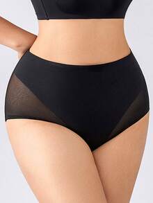 Plus Size Women's High Waist Seamless Shapewear Tummy Control Butt Lifting Slimming Panties - Black - View 5
