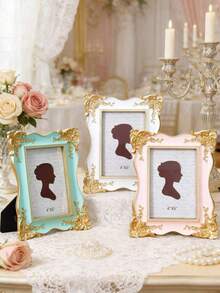 1pc European Style Rectangular Decorative Photo Frame (Random Photo Paper), Pattern Photo Display Frame, Carved Photo Frame, Rose Photo Frame, Vintage Baroque Style Photo Frame, Decorative Gold Vintage Style Photo Frame, Gilded Photo Frame, Resin Photo Frame, Suitable For Home Photo Display And Photography Decoration Ornament, Wedding Flat Lay Photography - Multicolor - View 7