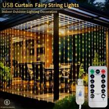 LED Curtain String Lights, USB Powered Fairy Lights Garland. 8 Lighting Modes With Remote Control (Batteries Not Included), Suitable For Home Bedroom Window Wall Stage. Romantic Proposal Confession, Birthday Party, Wedding Celebration Background Atmosphere Decoration Hanging String Lights, Valentine's Day Halloween Christmas Holiday Decoration - USB Plug Curtain Light - View 4