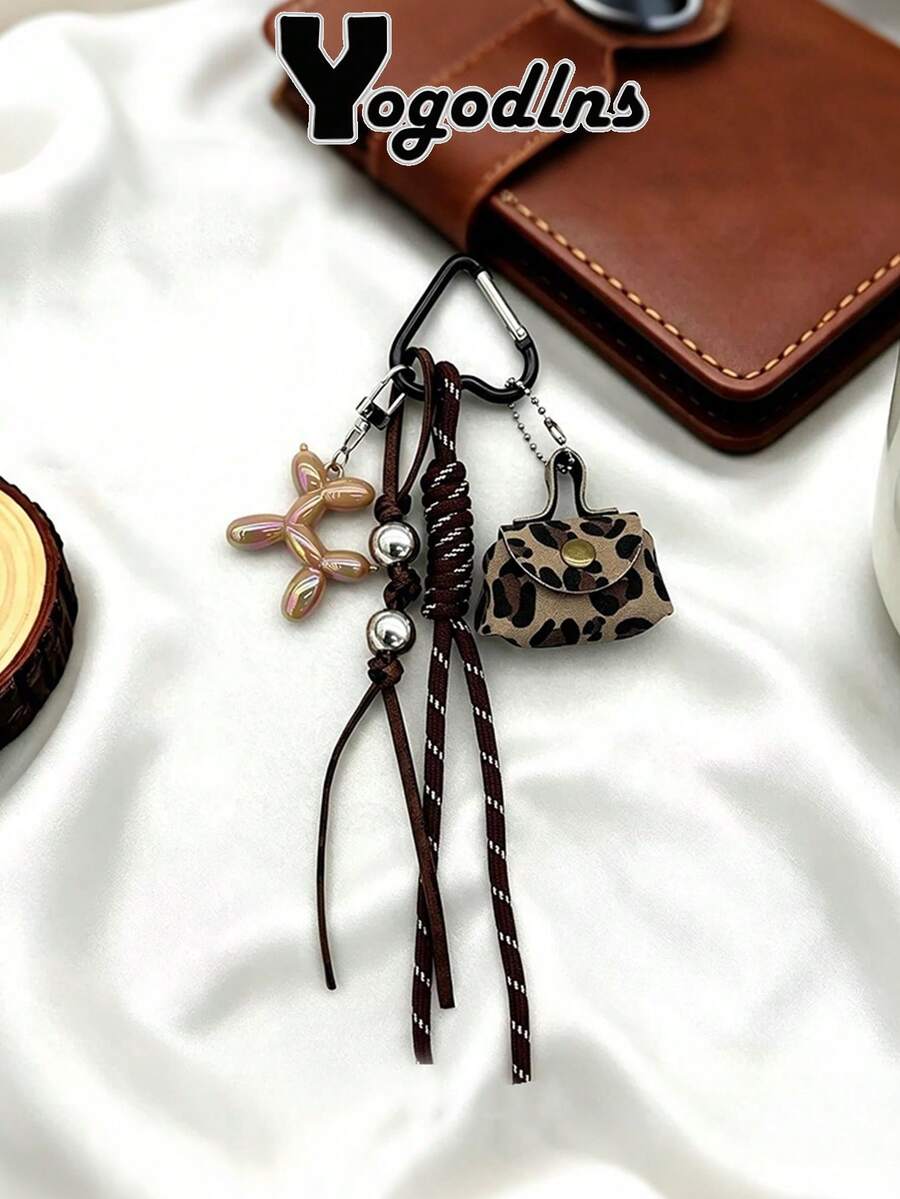 Yogodlns Maillard Woven Rope Pendant Exquisite Leather Mini Bag Charm Women's Luxury Bag Keychain Phone Decoration Nylon Woven Keyring - Multicolor - View 1