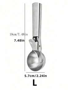 1pc Stainless Steel Ice Cream Scoop, Fruit Spoon, Durable Ball Excavator, Suitable For Watermelon, Cantaloupe, Papaya, Ice Cream And Fruit Scooping, Fruit Ball Spoon And Ice Cream Tool, Ice Cubes, Party, Travel, Outdoor, Wedding, Birthday, Camping, Graduation, Bachelorette Party, Kitchen Tool, Kitchen Essential, - Silver - View 16