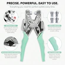 Bộ dụng cụ kìm bấm và lắp khoen mắt cáo 3/16 & 1/8, bao gồm khoen và hộp đựng, phù hợp cho giấy bìa cứng, bìa carton, vải, tấm kim loại mỏng, da, nhựa - Bộ - Xem 7