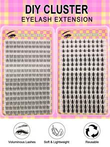 352Pcs Wispy Manga Comic Eye Lash Clusters, 8‑16mm Mixed Length Individual Eyelashes With Bond Seal Glue & Tweezer, DIY At‑Home Lash Extension Kit For Beginners - Pink - View 8