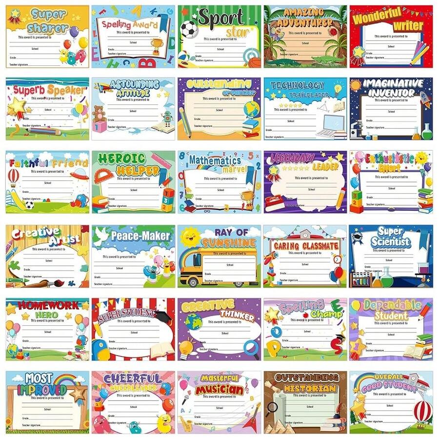 Sherr 60 Pcs Student Of Award Certificates For End Of Schoolsss Year Certificate Of Achievement Student Recognition Award Achievement - Kid - View 1