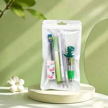 1 Set 6pcs Cute Pencil Eraser Ballpoint Pen Gift Student Cartoon Stationery Set - Multicolor - View 4