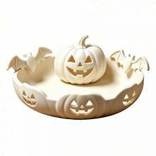 3D Printed Pumpkin Snack Tray Reusable Candy Container Party Supplies - White - View 6