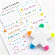 Star-Shaped Fluorescent Highlighters, 5-Color Marker Pens, Professional Business Gift - A - View 11