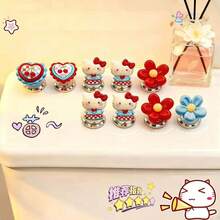 SANRIO 4款式/三麗鷗 Hello Kitty 馬桶沖水按鈕壓頭，長指甲馬桶水箱按壓輔助器，適用於宿舍、飯店、居家使用，萬聖節、聖誕節、情人節、生日送給女孩子的完美禮物（混色組隨機發貨） - 馬桶按鈕(款式隨機) - 查看 1