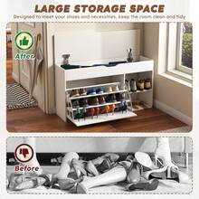 Storage Bench White Made Of Wood For Hallway And Entryway - White - View 9