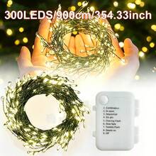 Battery Operated 8 Modes Warm White LED Fairy String Lights, Twinkle Adjustable Lighting Lamp, Indoor Christmas Tree Bedroom Wedding Party Decor Light, No Battery Included - Dark Green - View 7