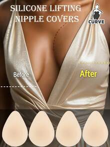 Reusable Silicone Breast Lift Bra, Invisible Self-Adhesive Breast Pads With Breathable Holes, Suitable For Backless Dresses And Wedding Breast Enhancement - Multicolor - View 8